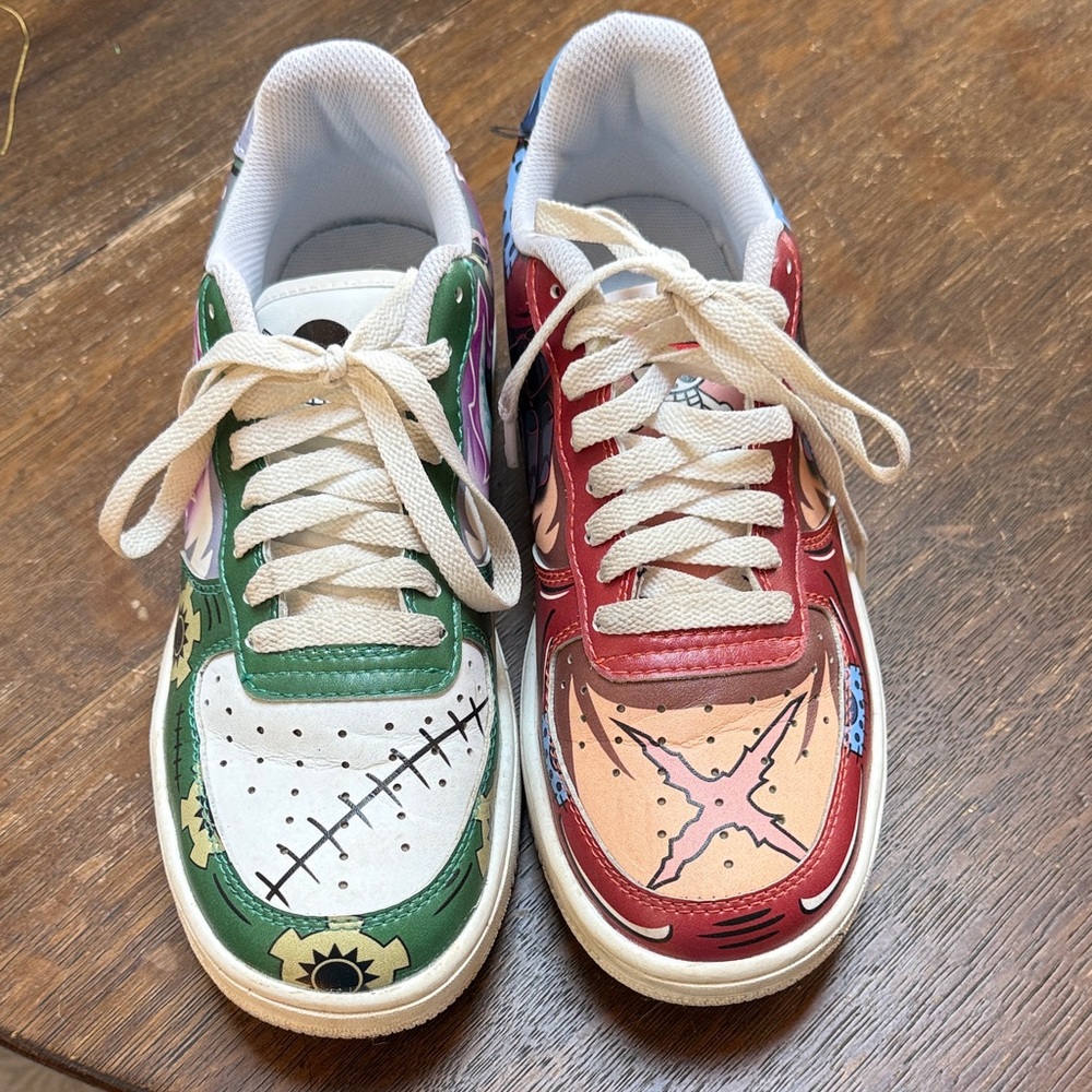 Men’s One Piece Anime Graphic Sneakers Luffy & Roronoa Zoro Size EU 41/US 8 HTF